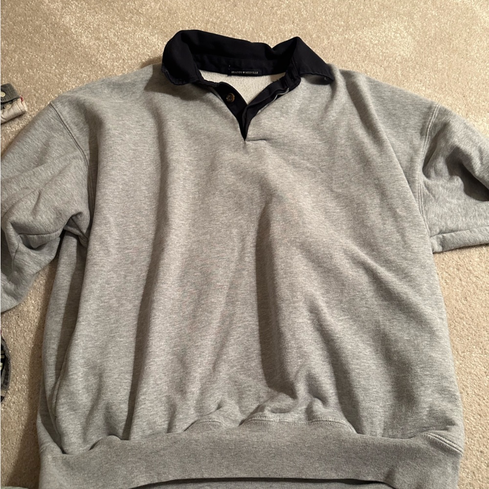 Brandy Melville oversized gray sweatshirt with navy collar
